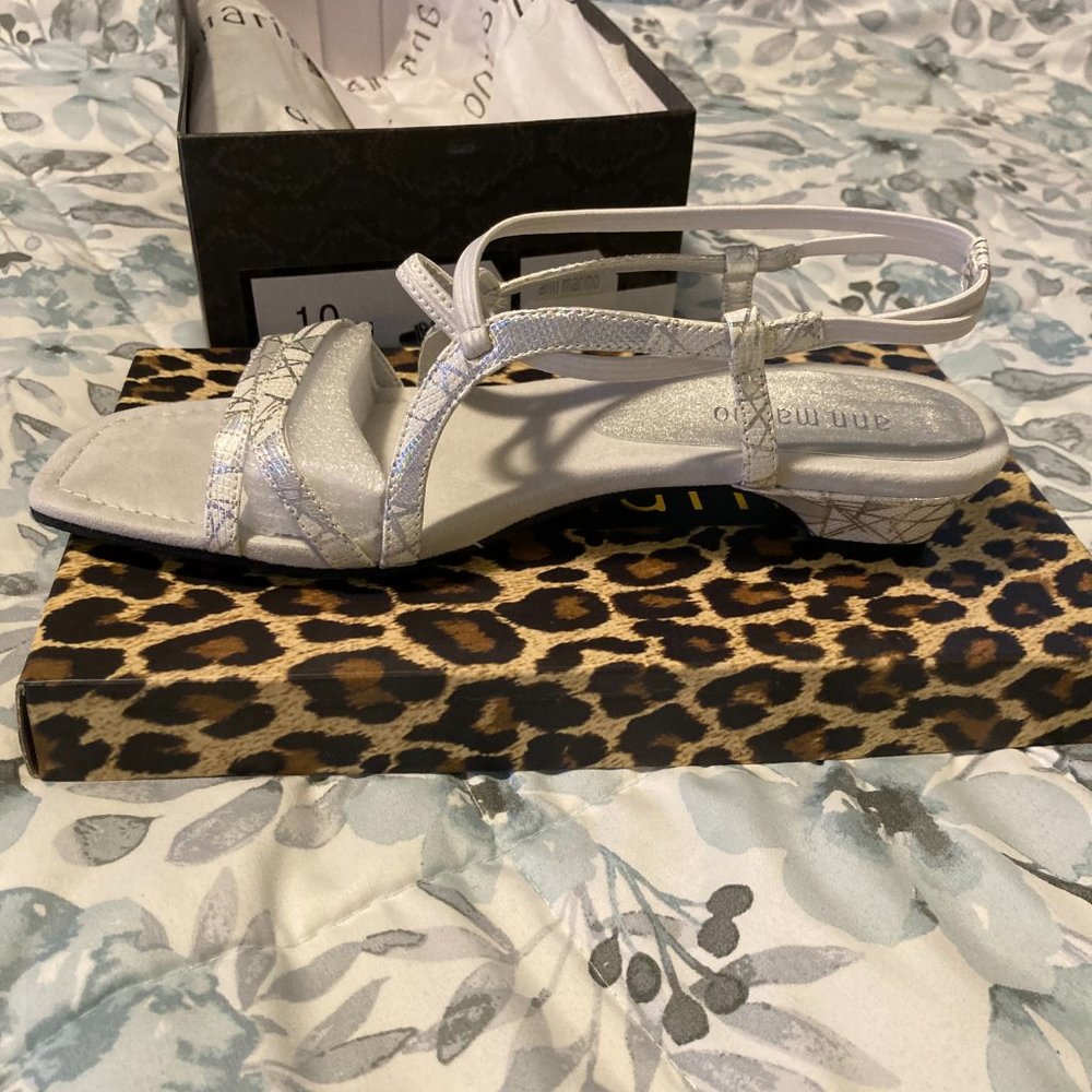 Ann Marina Dress Heels, White/Grey & Silver